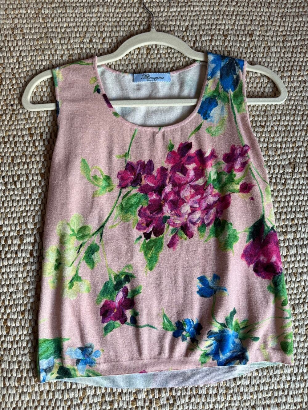Blumarine Made in Italy Floral Knit Sleeveless Top Coquette Y2K VTG Pastels